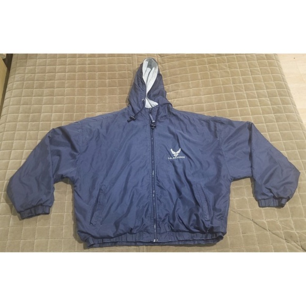 Air Force Oarsman Men's Hooded Jacket EUC Size X-Large Navy Blue